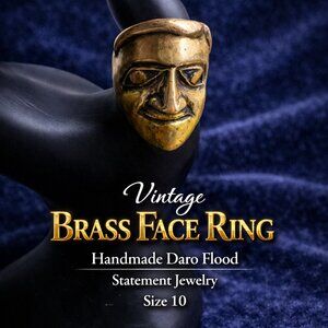 Handmade Brass Face Statement Ring Made By Daro Flood Size 10